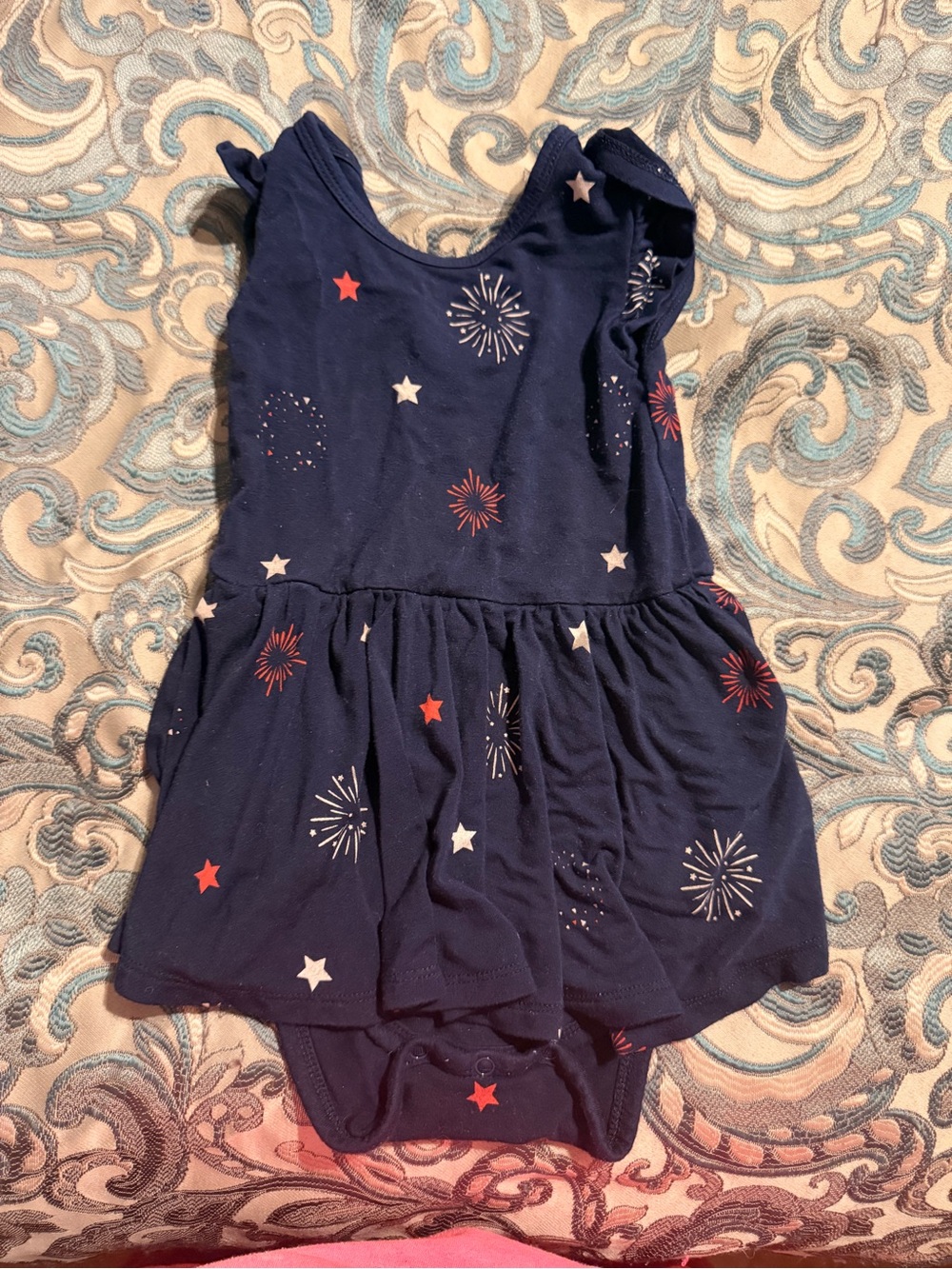 KYTE BABYNavy Blue Fireworks Skater Dress Onesie